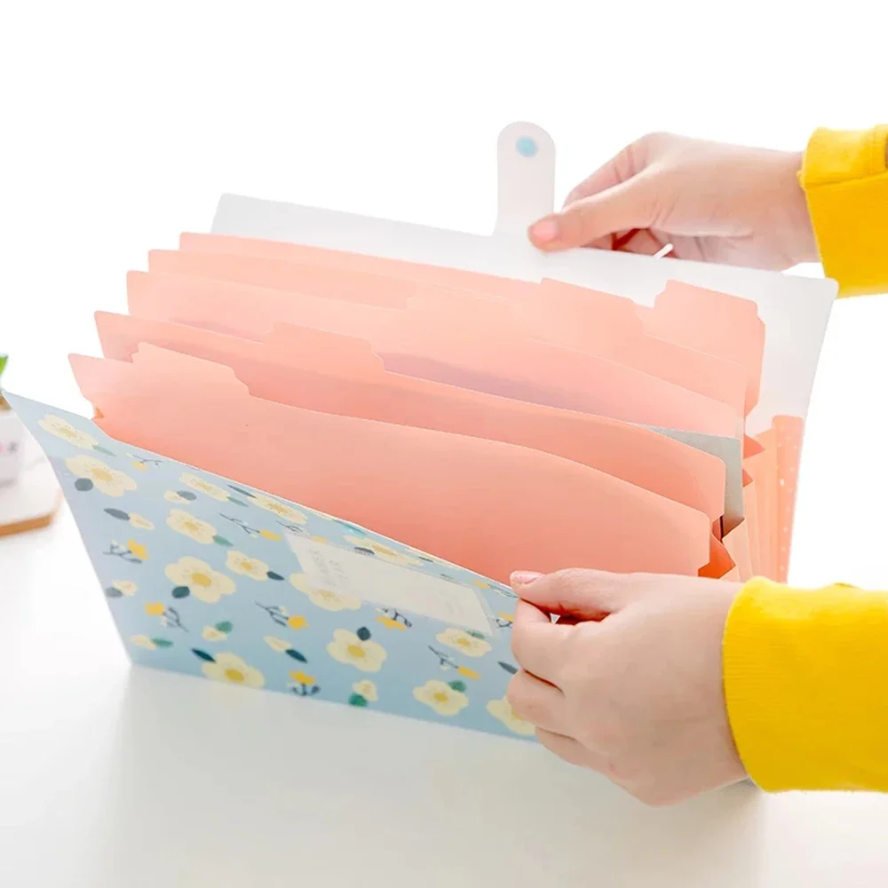 Organizzatore da scrivania espandibile Formato A4 Portadocumenti con 5 tasche Cartella portadocumenti Organizzatore di documenti Cartelle di file floreali Cartella a fisarmonica - immagine 5