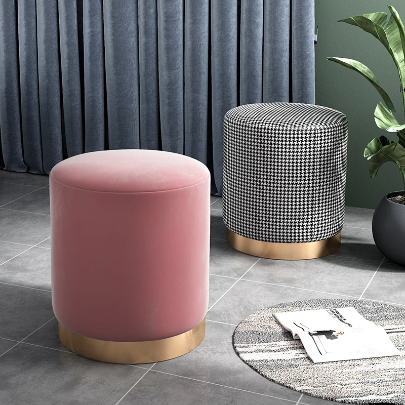 Nordic stool hall shoe bench ottoman for living room makeup chair luxury round Stool thousand bird small Footrest Home furniture