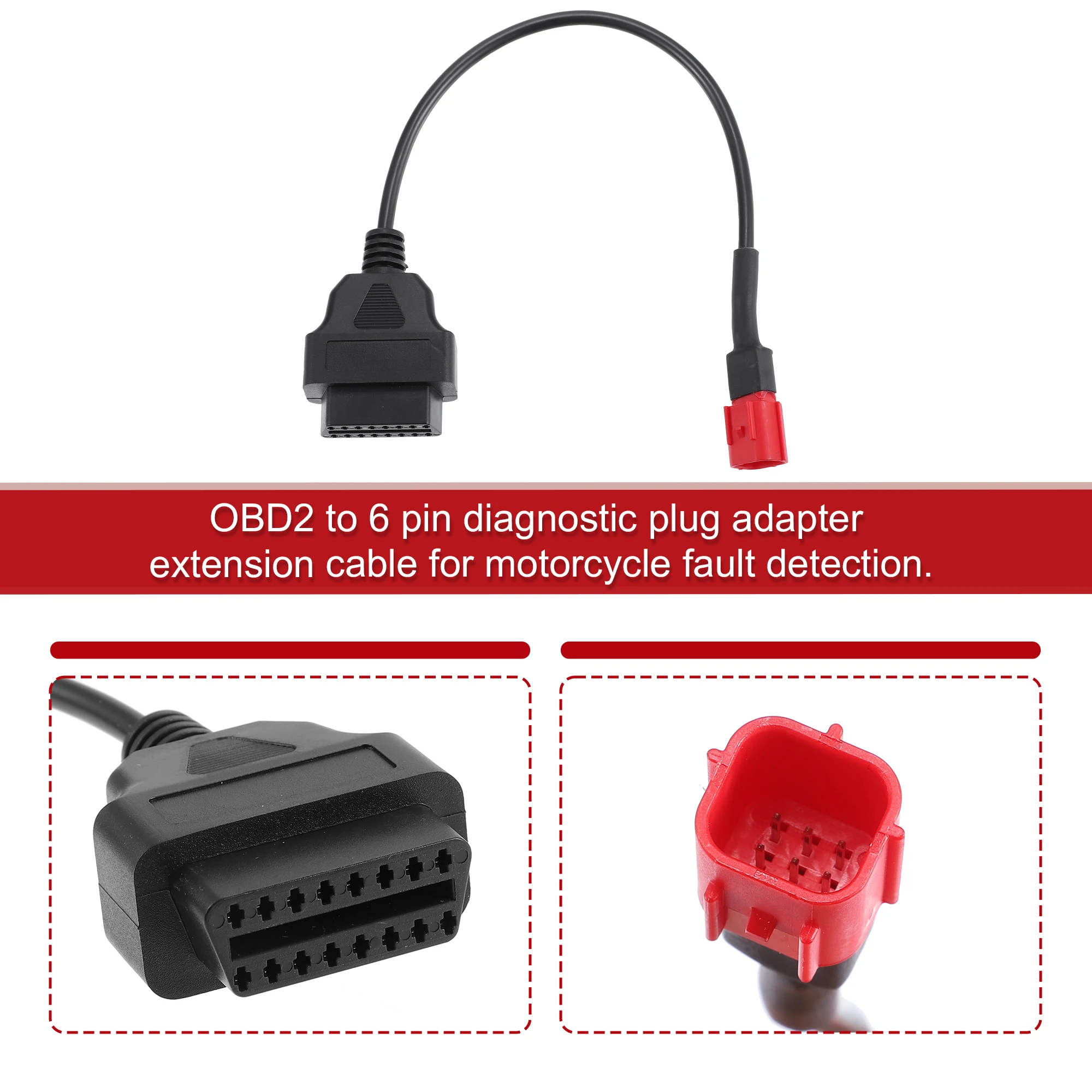 専用　2点 UXCELL motocykl 6 Pin do OBD2 Adapter kabla diagnostycznego