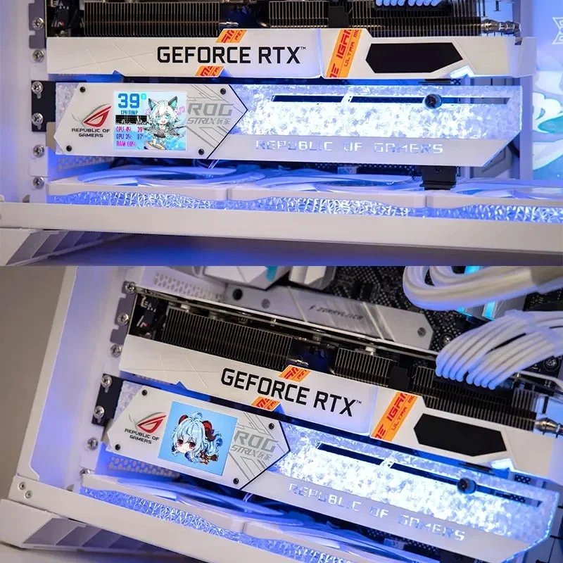 Display Lcd Suporte Gpu para Gabinete pc Gamer Suporte Vga Suporte Rgb com Monitor Led Tela Aida 64 Rog Msi 12v 5v 2.2 Diy - Imagem 4