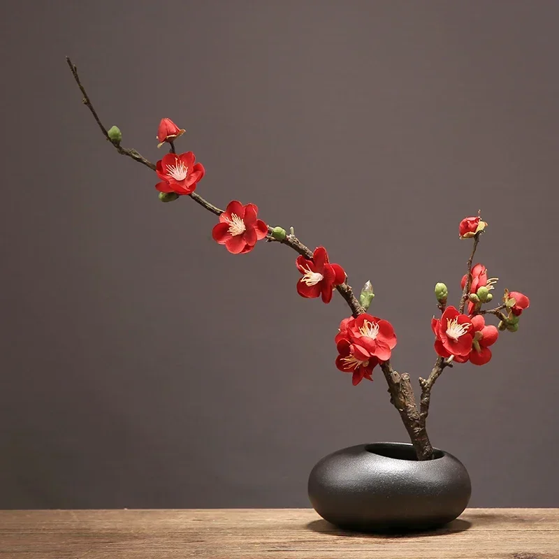 

Chinese Ceramic Vase Fake Plum Flower Arrangement Home Livingroom Desktop Ornaments Crafts Office Table Furnishings Decoration