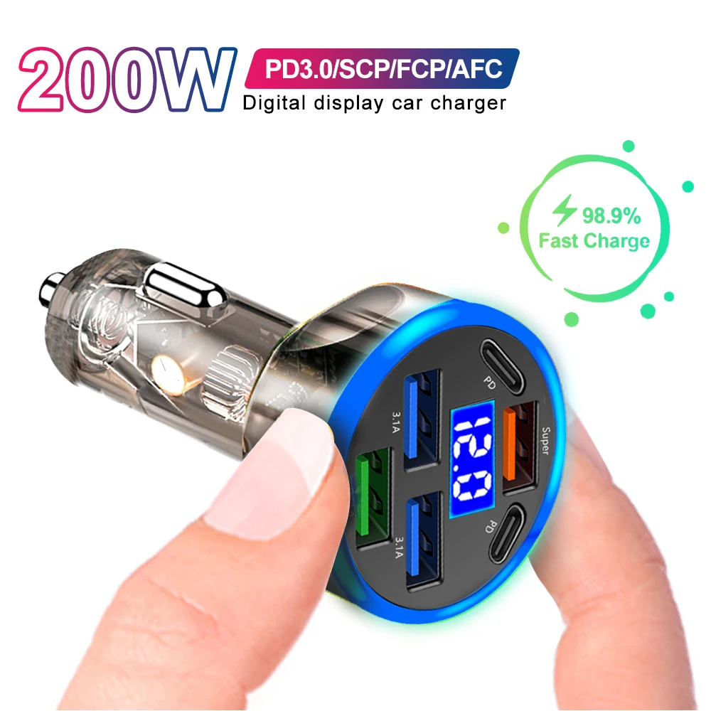 USB C Car Charger Adapter with Voltage Display Dual PD