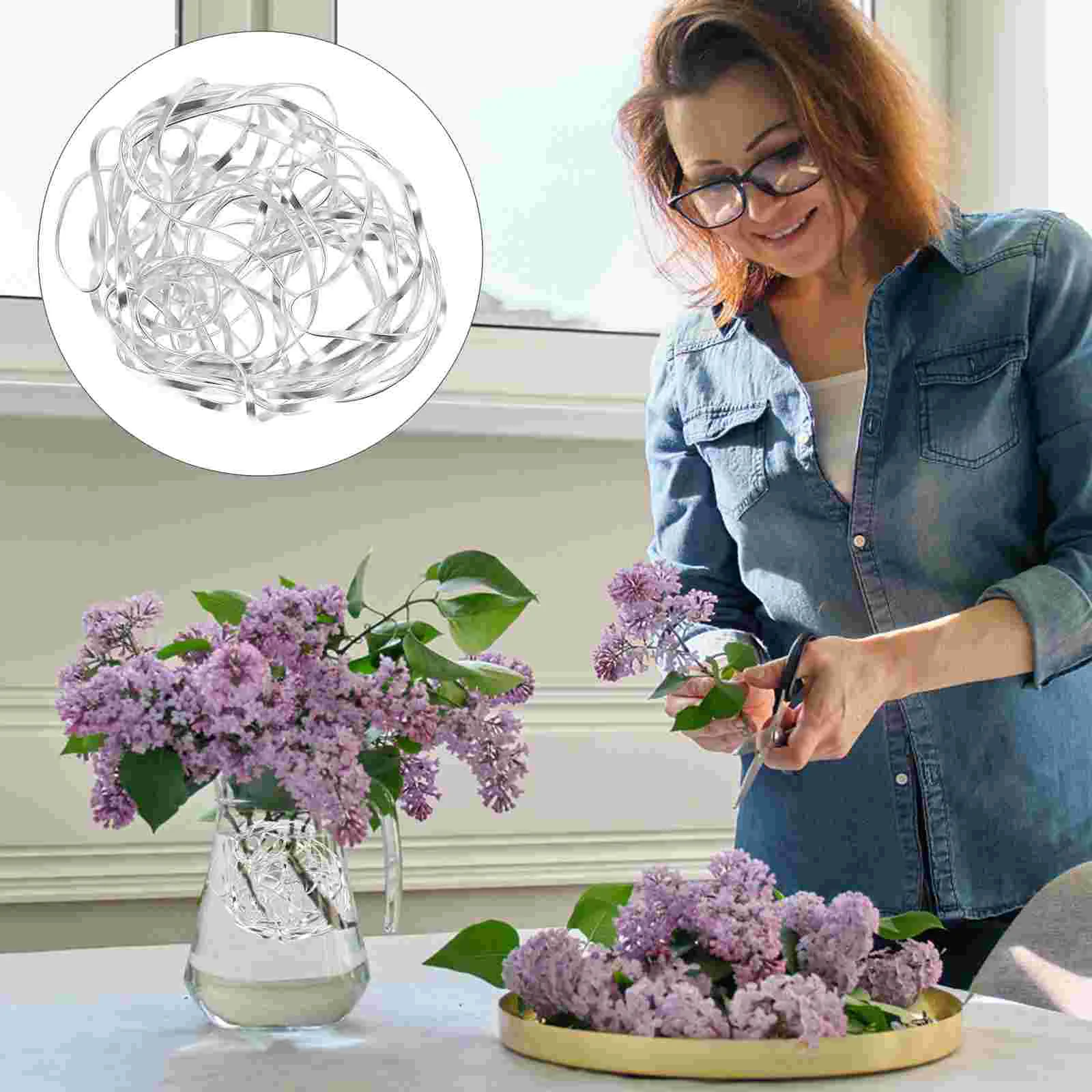 

Fixed Grid for Flower Arrangement DIY Tool Metal Table Base Bouquet Arranging Mesh Ball Flexible Fixor Aluminum Alloy with Vase