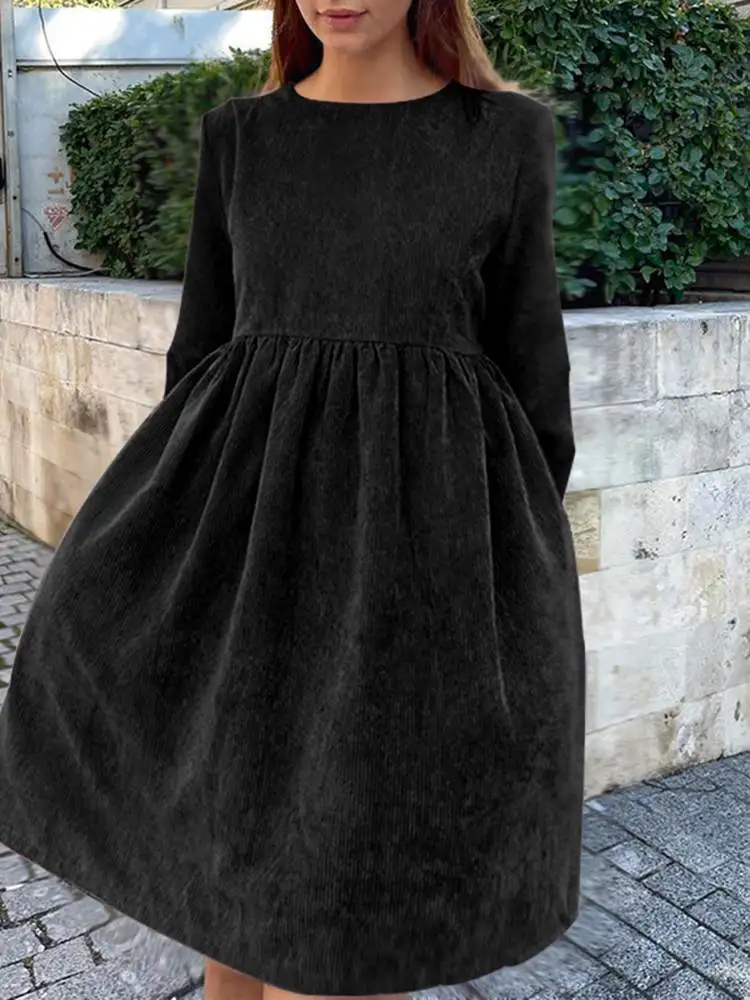 Vestidos de Veludo Longa a Linha Vestido de Festa Vintage Feminino Zanzea Primavera Manga Casual Sólido Baggy Bandagem Oversized 2022 8 Computers & Electronics