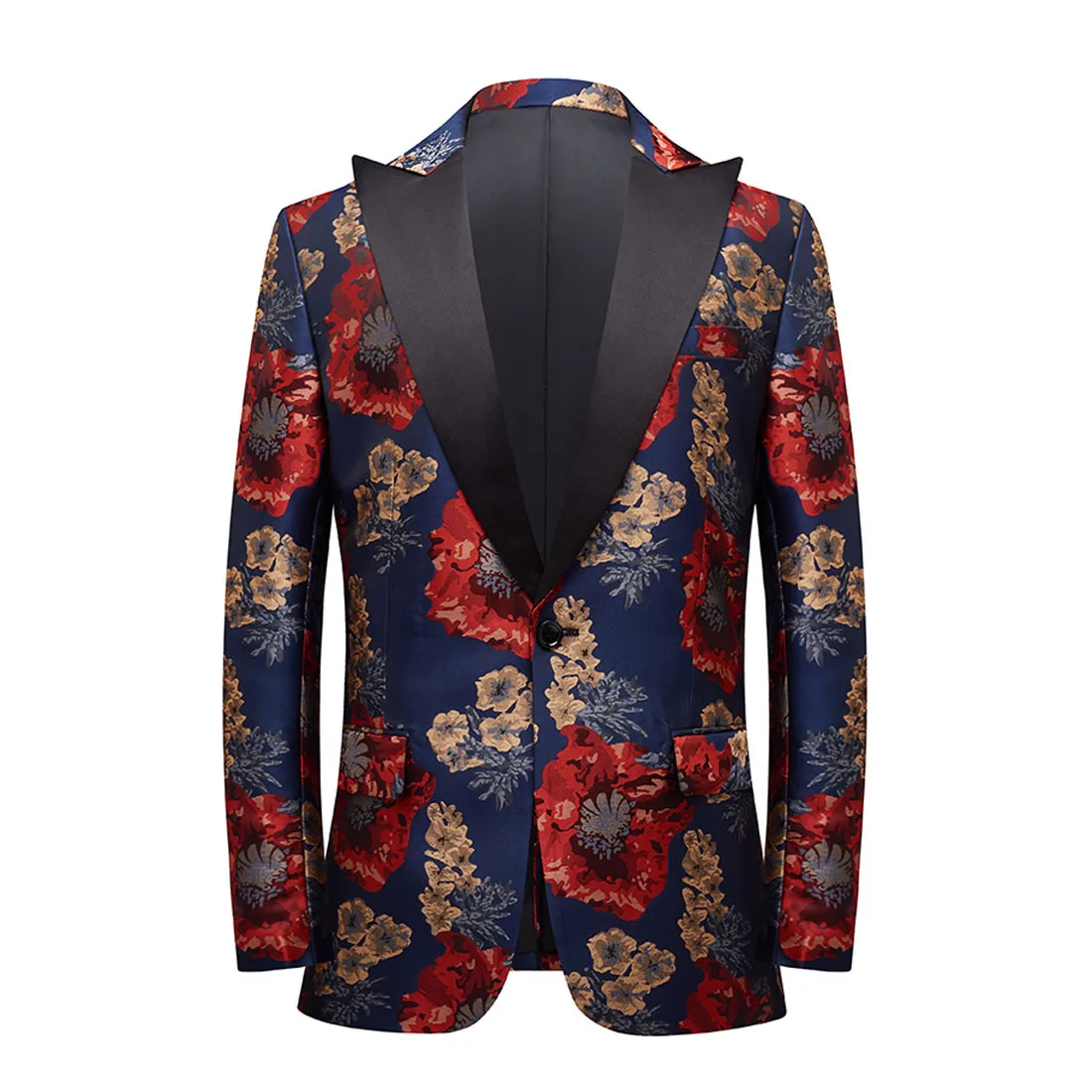 

Men Floral Jacquard Blazer Jacket Slim Fit Notched Lapel Elegant Tuxedo Suit Blazer Men Dinner Prom Party Wedding Stage Costume