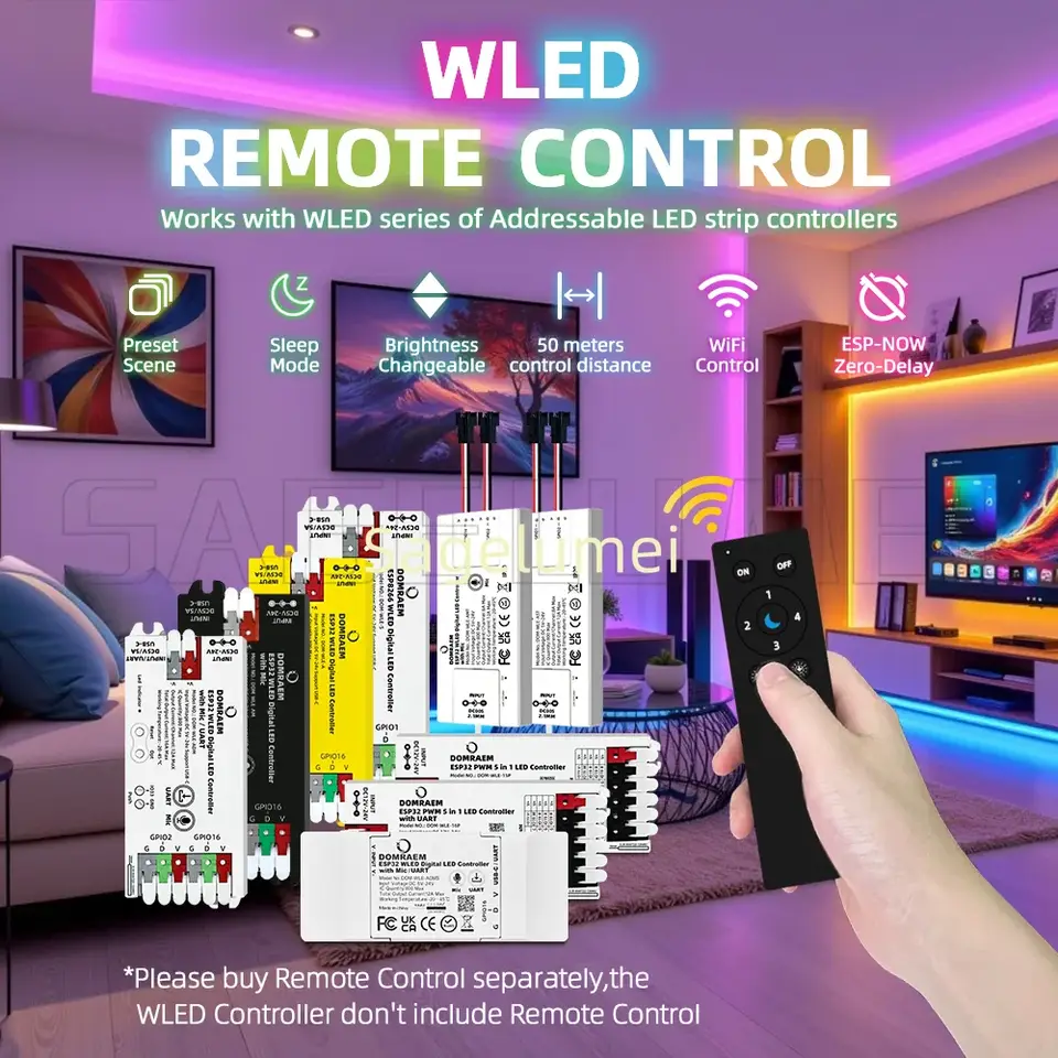 ESP32 Work with RGBCCT RGBW RGB CCT Singlecolor PWM 5 in 1 LED controller with UART WiFi WLED APP DIY port for switch connection image 6