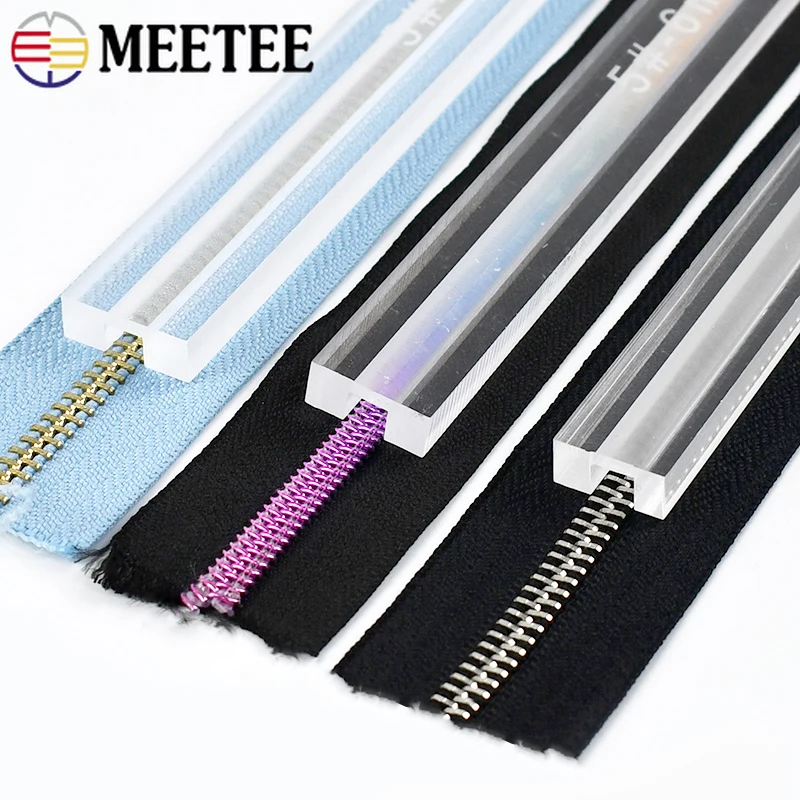 2/5Pcs 40-100cm 5# Silver Nylon Zipper Reflective PU Waterproof Zippers  Invisible Reverse Zip Clothes DIY Sewing Zips Accessory