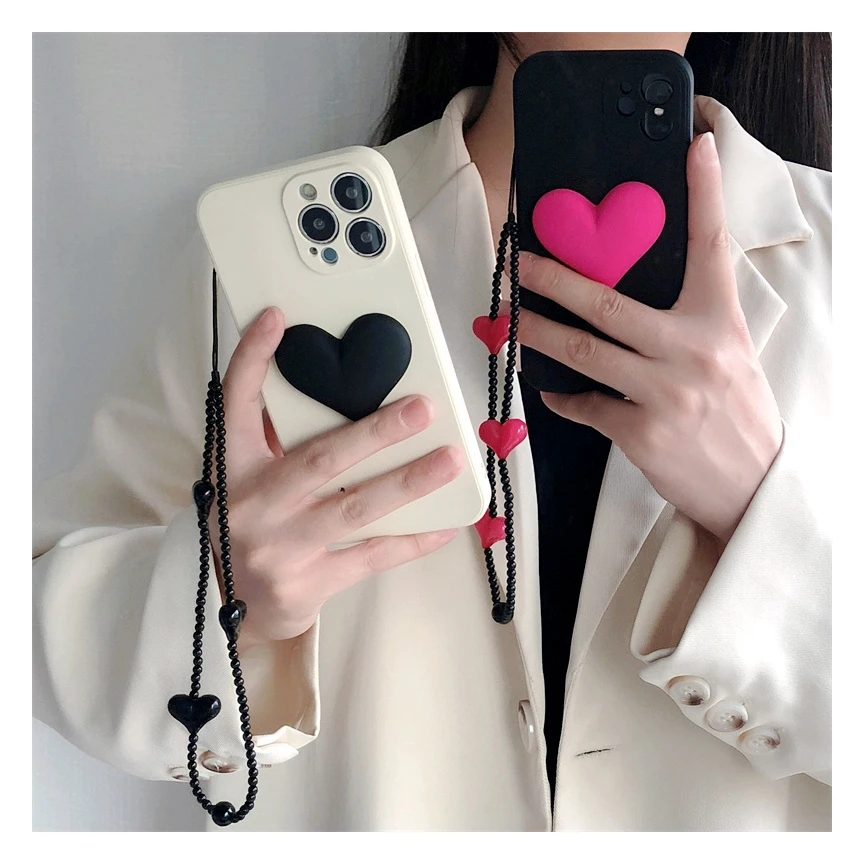 Custodia Per Telefono A Mano Con Bracciale Da Polso A Cuore 3D Per Samsung Galaxy S23 S22 S21 S20 Plus + Ultra Fe S8 S9 S10 Lite Note 10 20 Pro Cover