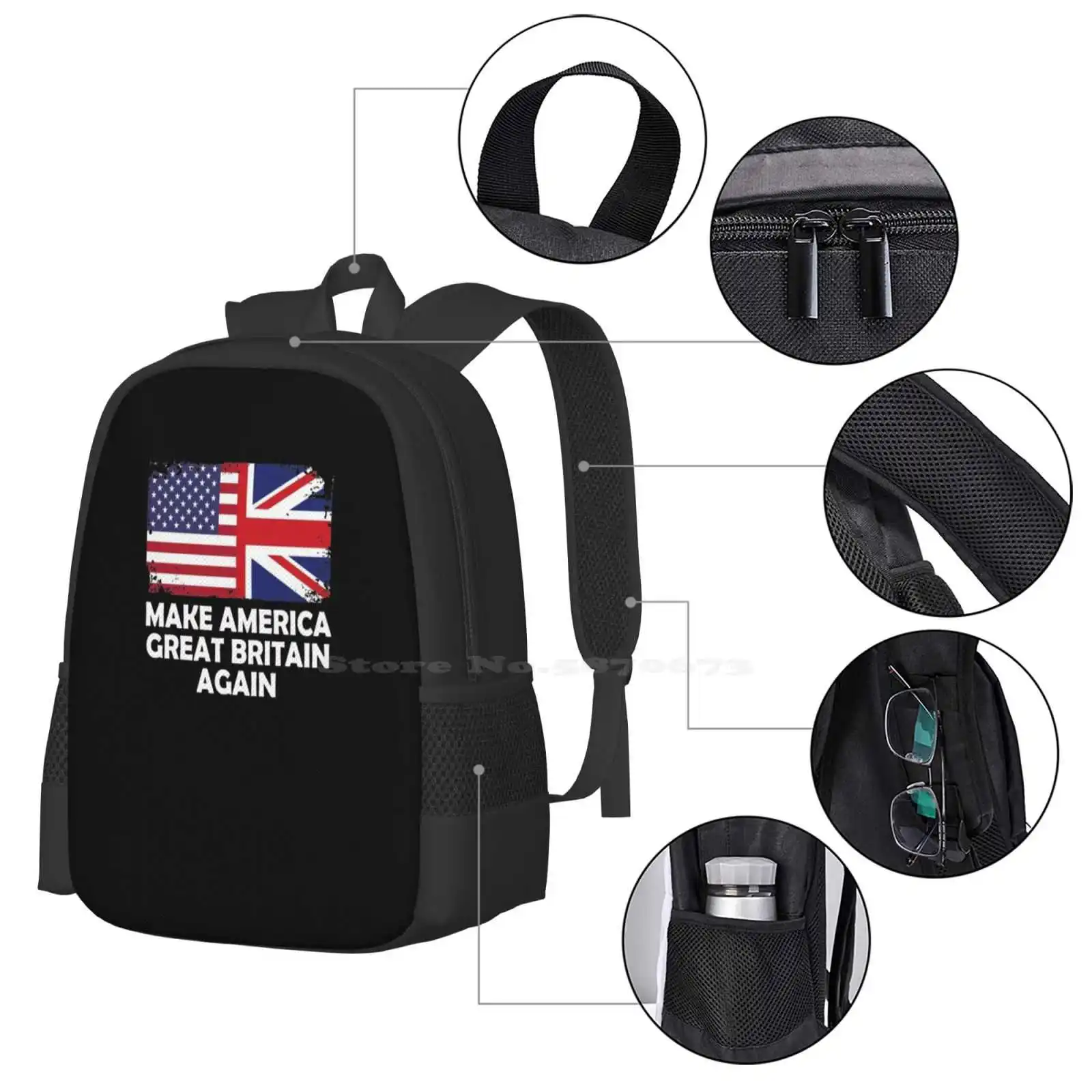 Make America Great Britain Again V5 mochila para estudiante bolsa de viaje para computadora portatil escolar Humor britanico amigo ingles