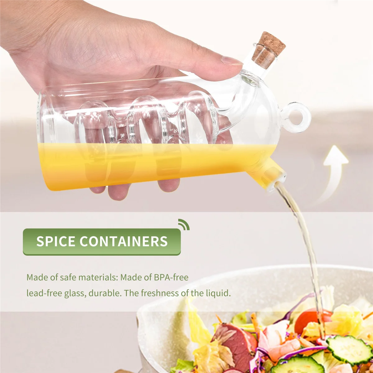 2-In-1 Double Layer Bottle Sauce Oil Vinegar Glass Bottle Condiment Seasoning Sealed Kitchen Storage
