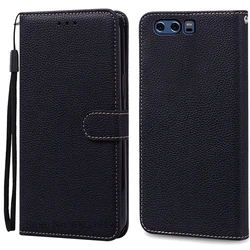 Leather Flip Wallet Case - Elegant Book Cover for Huawei P10 and P10 Plus (Black)