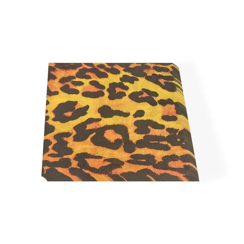 20pcs 33cm 2-Ply Leopard Print Soft Mother and Baby Available Food Grade Printed Pattern Party Tissue Commercial