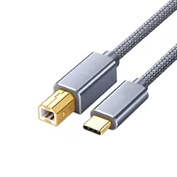 Braided USB - C to USB - B 2.0 Printer and Scanner Cable - 3M Length - 3m (Grey)