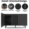 Modern Storage Cabinet, 94.4" Buffet Cabinet with 3 DIY Doors and Adjustable Shelf, Sideboard Coffee Bar Cabinet with Solid Wood 5