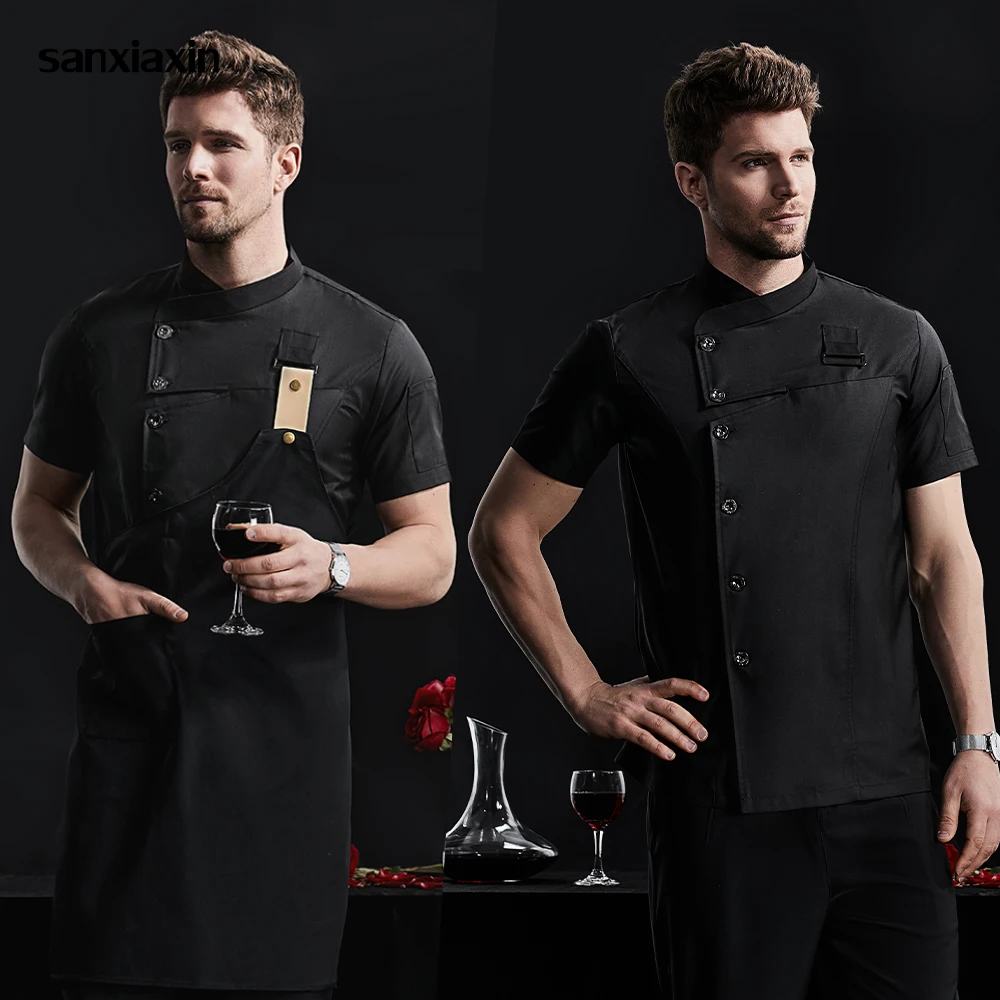 

Unisex Catering Coat Chef Uniform Breathable Kitchen Cooking Jacket Restaurant Hotel Cafe Barber Shop Waiter Work Shirt Apron