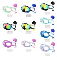 Kid Swim Goggles Wide View Frogs Resistant Swimming Glasses With Earplugs And Swim Hat for Children Boy Girl Swimming