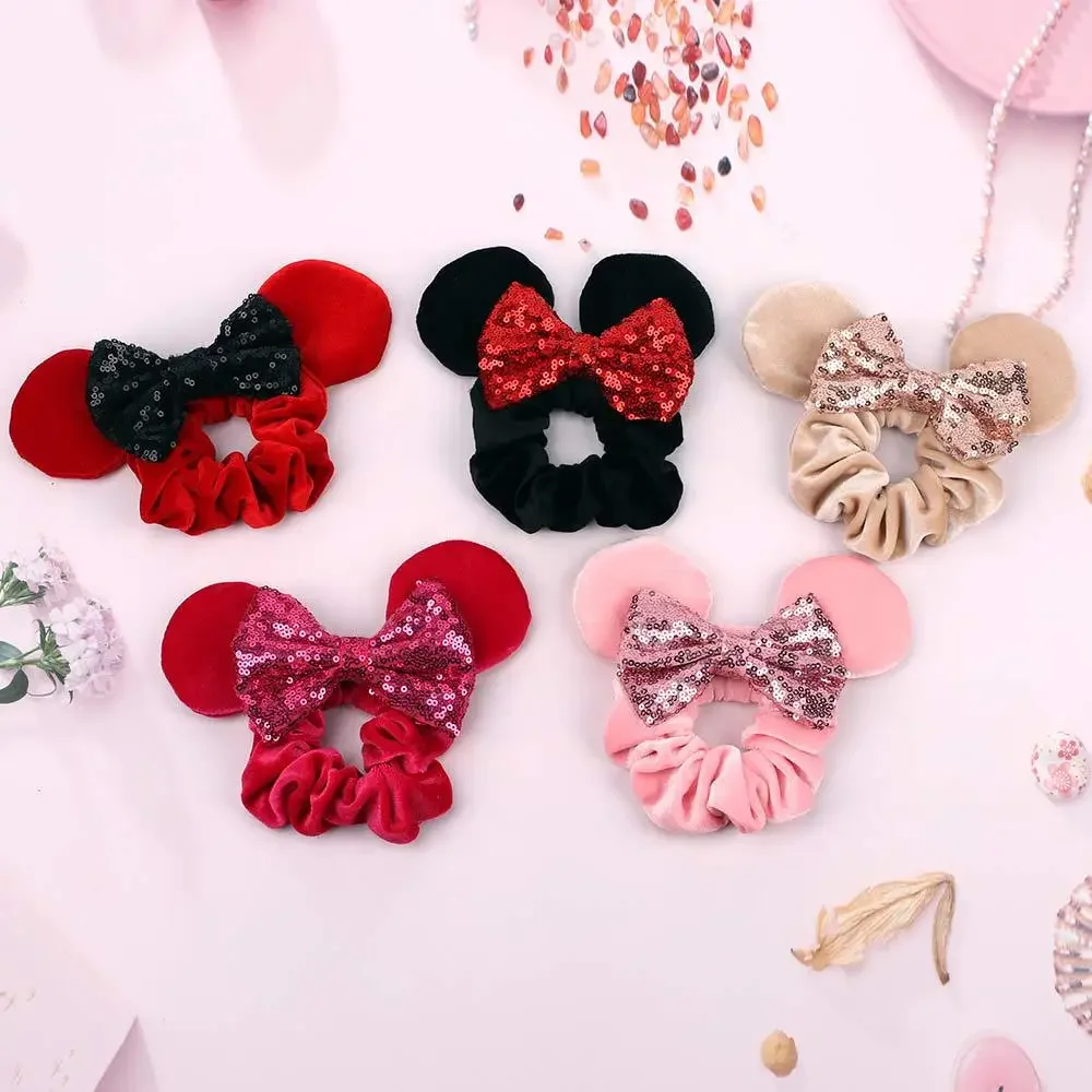 Disney Mickey Ears Bow Large Intestine Hairband Children's Theme Party Hair Accessory Cute Children's Hair Accessory