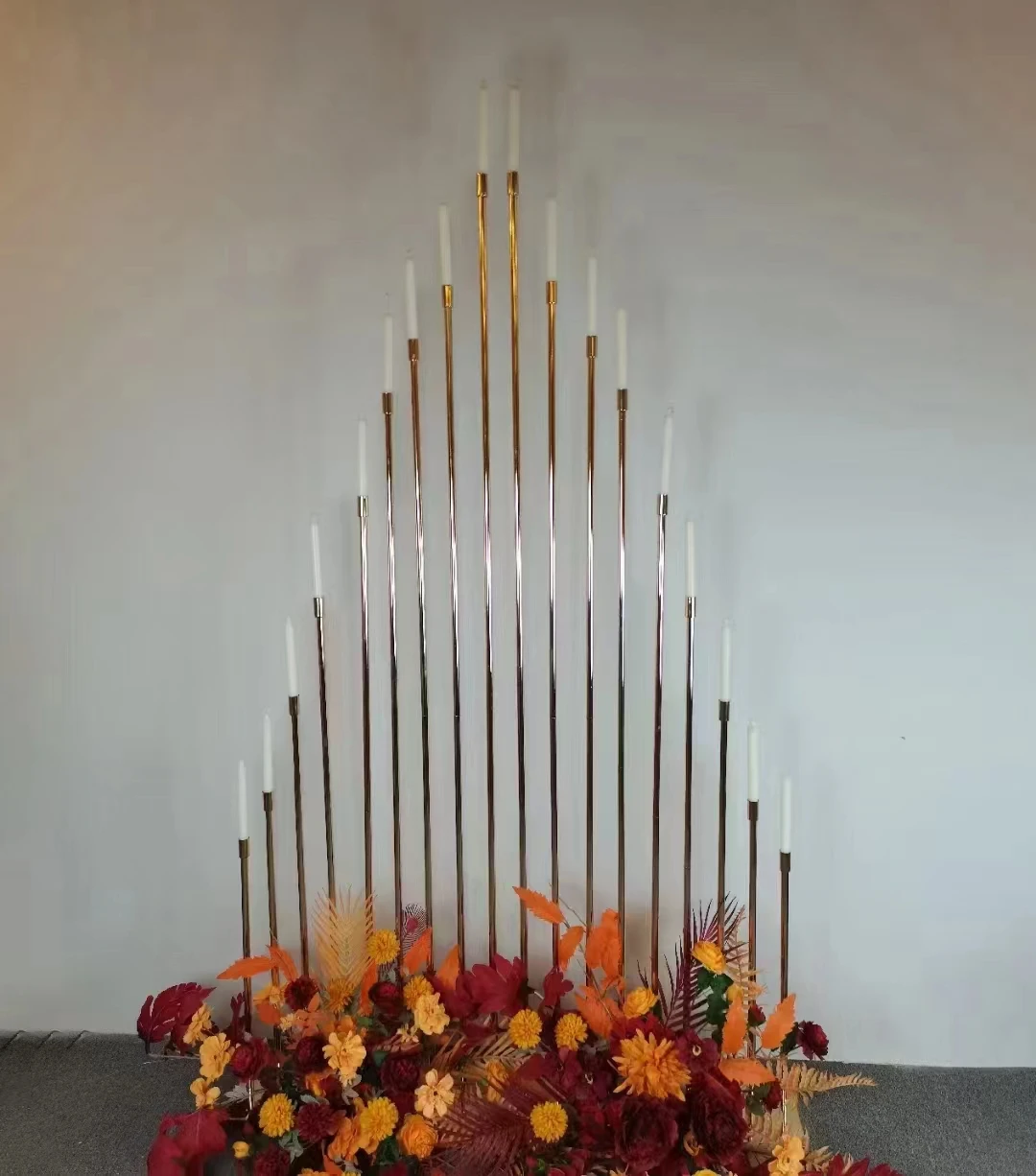 

Christmas Stage Backdrops Flower Arch Candle Stand 18 heads Candlestick Wedding Plinth Table Centerpieces Feast Home Decoration