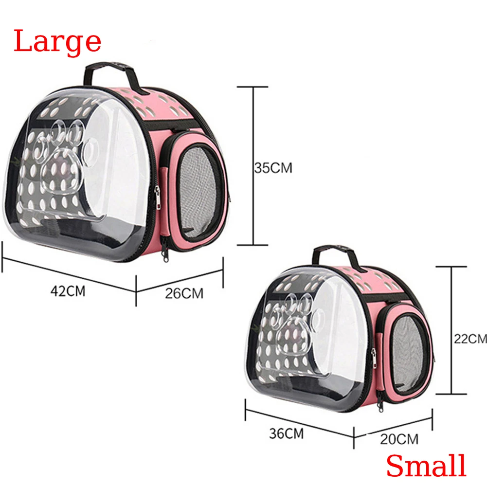 휴대용 투명 고양이 캐리어 가방, 통기성 접이식 애완 동물 강아지 캐리어 가방, 나가는 여행 케이지, 작은 강아지 새끼 고양이 핸드백