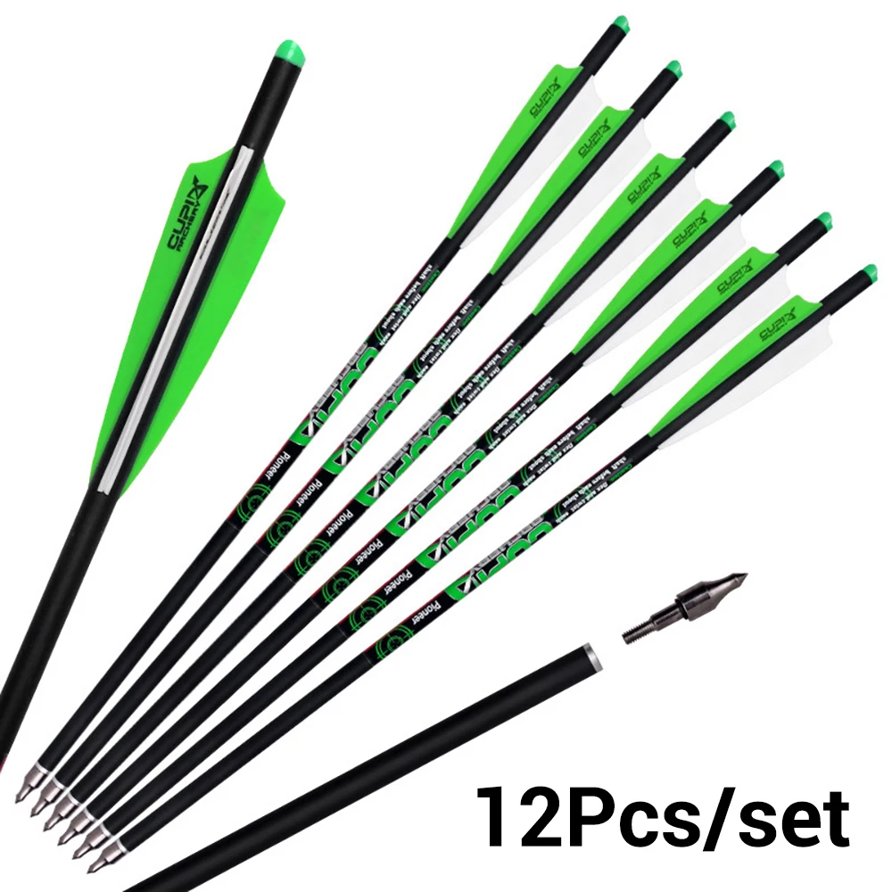 

12Pcs Archery Carbon Arrow 20inch Crossbow Diameter 8.8mm Arrows for Outdoor Hunting Shooting Accessories Targets Practice