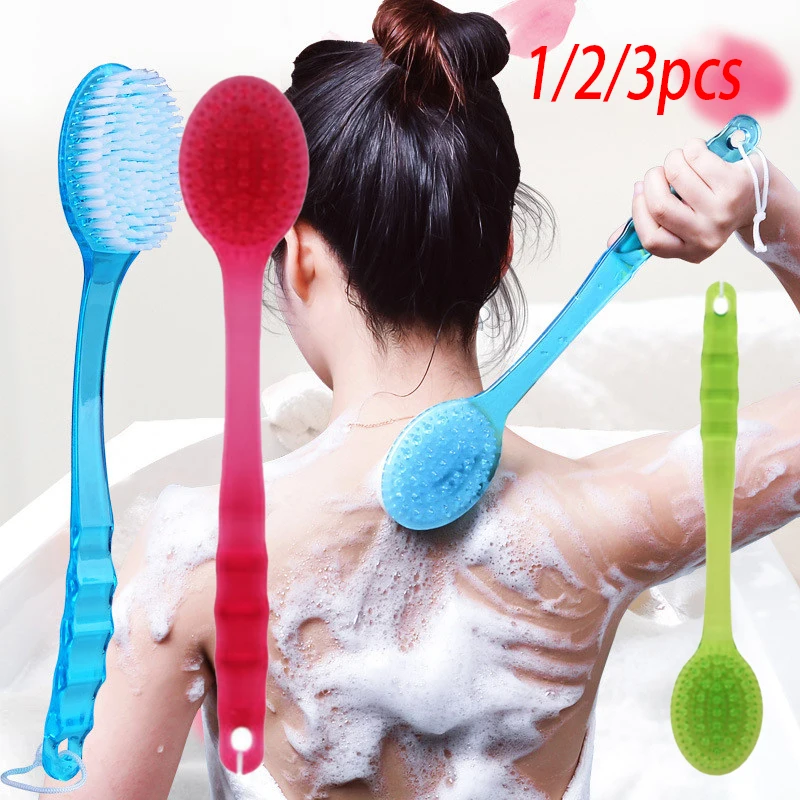 Long Handle Bath Brush Soft Hair Bath Brush Back Ball Bathroom Body Brushes Mud Back Scrubber Shower Massage Brushes 1Pc