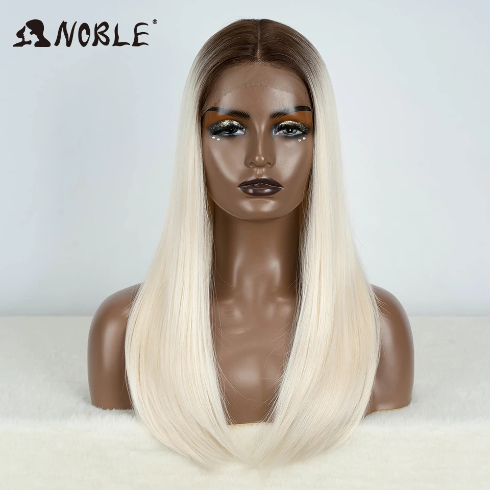 

Noble Synthetic Lace Front Wig Straight Baby Hair 613 Bob Wigs Synthetic Hair Wig 22" Ombre Blonde Bob Wig For Women Cosplay Wig