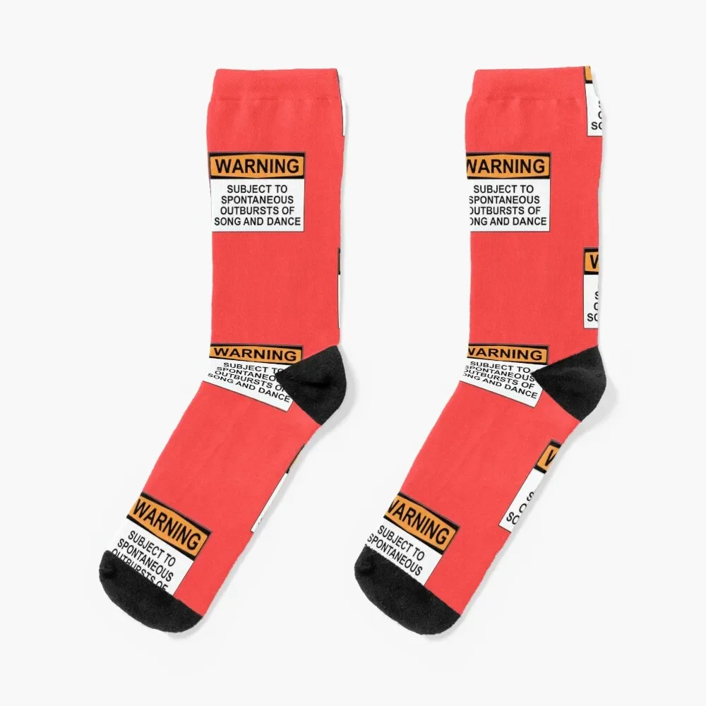 WARNING: SUBJECT TO SPONTANEOUS OUTBURSTS OF SONG AND DANCE Socks designer sports and leisure Rugby Boy Child Socks Women's