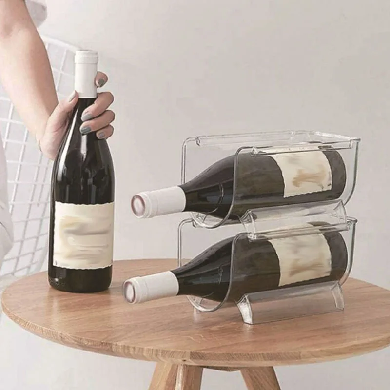 Refrigerator Organizer Tray Wine and Glasses Plastic Wine Can Shelves Stackable Glass Storage Racks Cup Storage Rack