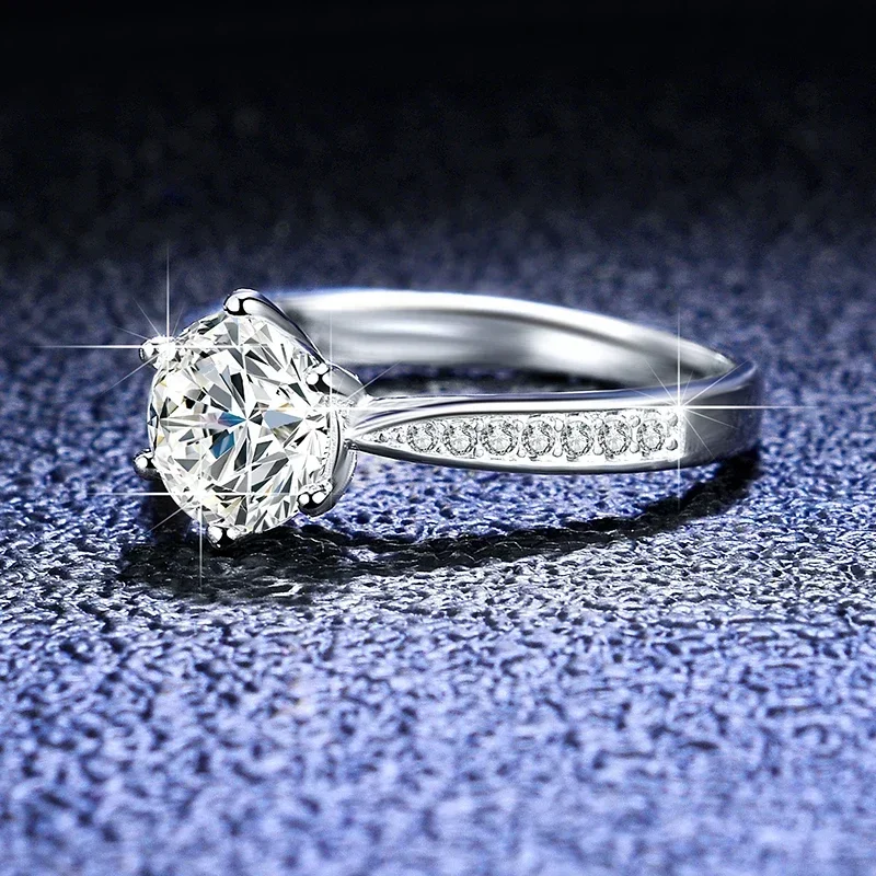 여성용 백금 이터니티 반지, 진짜 0.5CT 1CT 모이사나이트 반지, 최고 D 컬러, VVS1 다이아몬드 약혼 웨딩 밴드, PT950