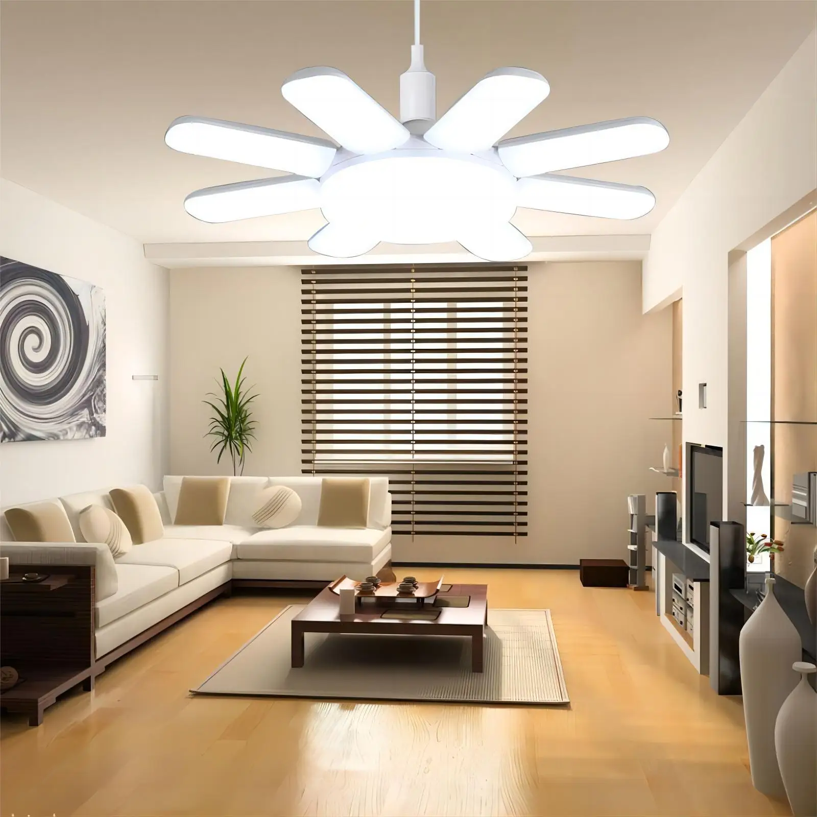 28W 60W 80W 100W 150W 200W E27 LED Bulb Fan Blade Lamp AC220V AC110V Foldable Led Light Bulb For Home Ceiling Light
