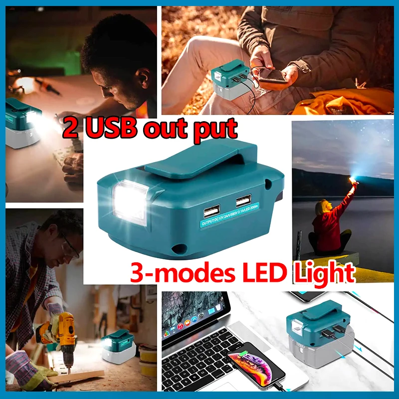 Electric Goddess LED Dual USB Adapter With 300Lumen LED Convert emergency lights with USB output For Makita 18V Battery quality goods aa 18pcs 2a 2300mah 1 2v ni mh rechargeable battery ni mh batteries for remote control toys led lights pre charged