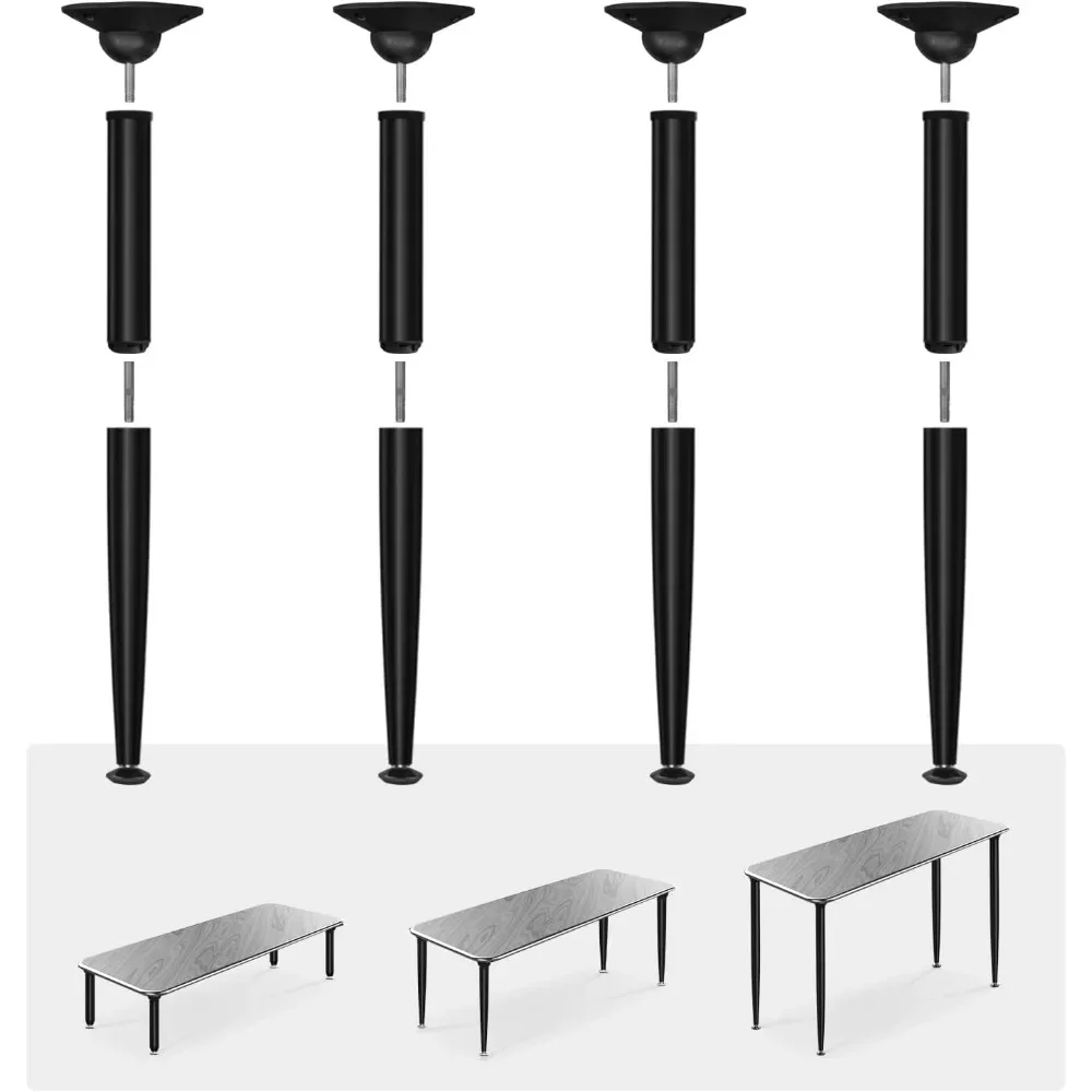 

3-in-1 Metal Folding Table Legs with Adjustable Floor Protectors for Round or Square Table, Collapsible Home