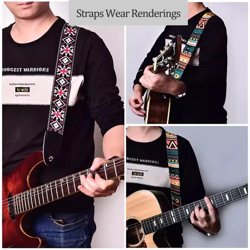 Acoustic Guitar Strap Electric Guitar Straps guitar strap musical instruments accessories with Leather Ends Adjustable Classical Suitable For Bass Electric Acoustic