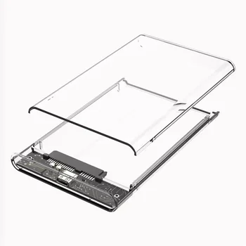 Custodia per HDD/SSD SATA da 2,5 pollici con design trasparente, kit di conversione esterna USB 2.0 universale