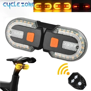 Indicatore di direzione per bici remoto senza fili Luce posteriore Lampada LED wireless ricaricabile Fanale posteriore di avvertimento per bici MTB per la sicurezza di guida notturna