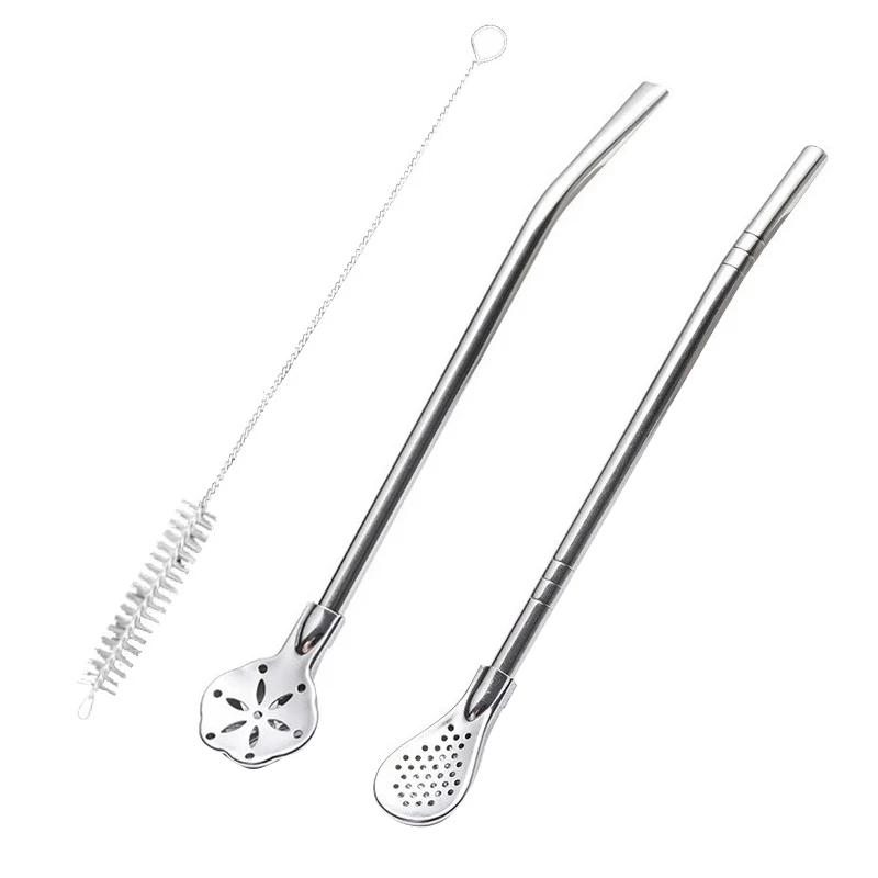 Description Picture 6 of item2pcs Detachable Filter Straw Stainless Steel Straw Spoon Tea Filter Yerba Mate Straw Reusable Drinking Tools Bar Accessories