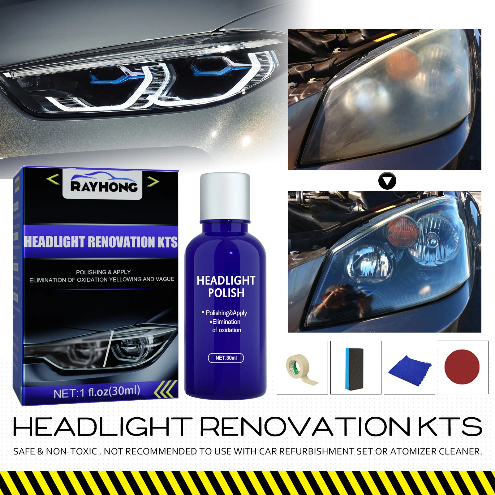 Car Light Restorative Liquid Removing Oxidation Dirt Portable Headlight