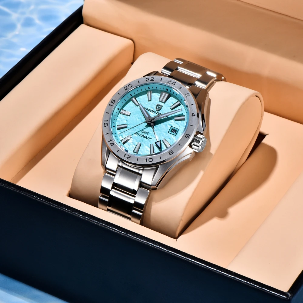 39mm Desert Texture Men Watches GMT Automatic Mechanical Business Dress Sapphire 10Bar Luminous PAGANI DESIGN