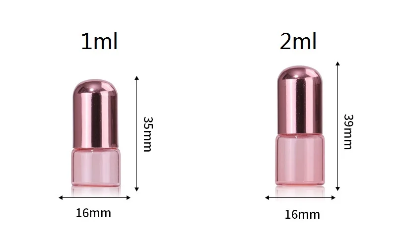 로즈 골드 투명 향수 테스터 롤 온 병, 유리 유리병, 로즈 골드 뚜껑, 롤러병, 1ml, 2ml, 3ml, 5ml