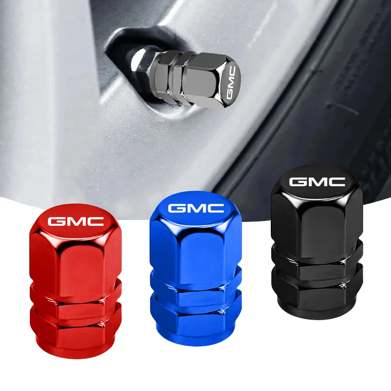 4pcs/set Car ornament Wheel Tire Valve Caps Tyre Stem Covers Accessories For GMC Terrain Sierra 1500 Yukon Acadia Savana Hummer 2