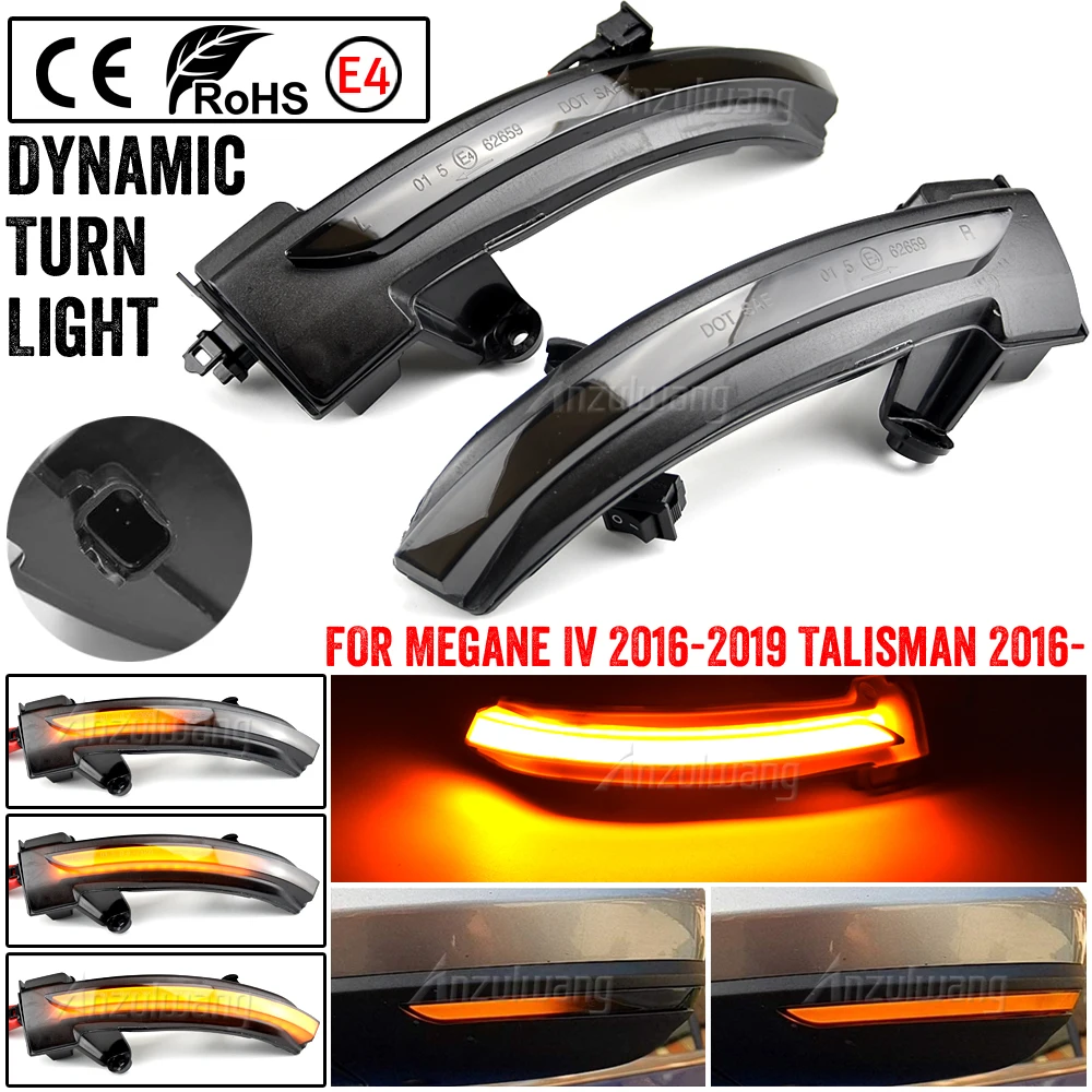 

2pcs Side Mirror LED Turn Signal Arrow Light For Renault Megane MK4 IV Talisman 2016-2019 Dynamic Blinker