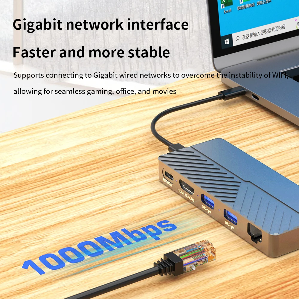 TISHRIC SSD M2 NVME NGFF Ŭ, 6 in 1 PD 100W, 4K HDMI ȣȯ ⰡƮ Ʈũ ̽, C Ÿ  HD ̽, 10Gbps