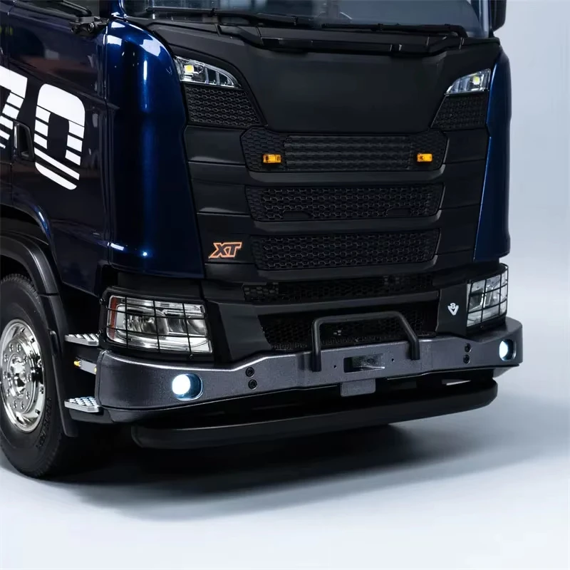 Pare-choc Avant Métal Avec Phare Pour Camion RC Tracteur 1/14 - Compatible 56371, 56368, 770S