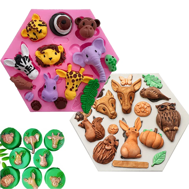 Jungle Safari Animal Fondant Silicone Mold Forest Woodland Wild Cupcake  Topper Cake Decorating Tool Baby Shower