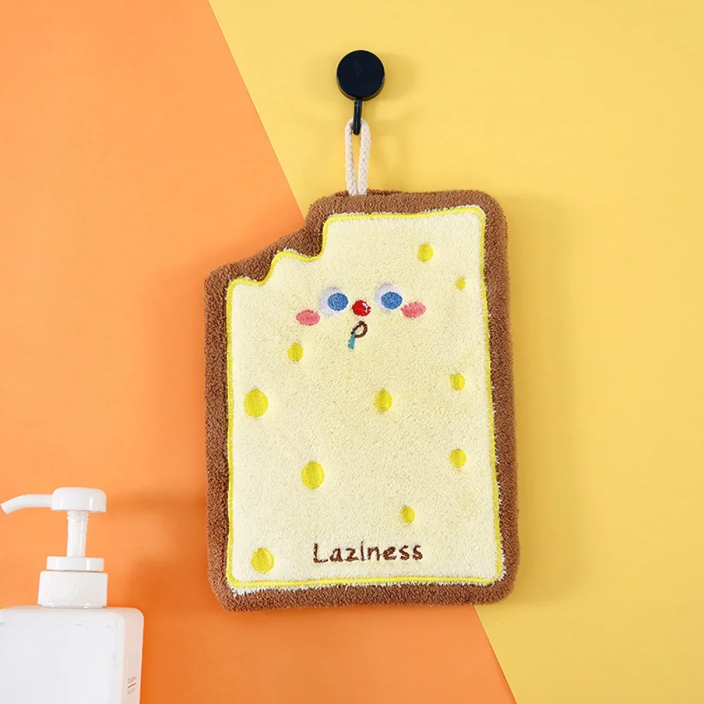 Cheese coral velvet hand wipes Cute soft absorbent towel Kitchen bathroom Bread Toast slices cookie doughnut hand wipes 4