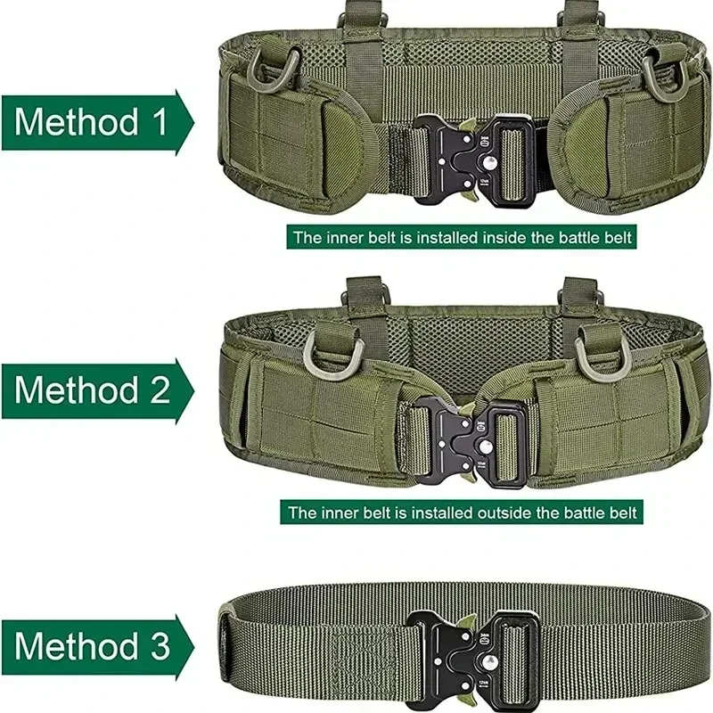 Tactical Battle Belt Airsoft Waist Band Adjustable Quick Release Buckle Outdoor Hunting Thickened Widened Waistbands
