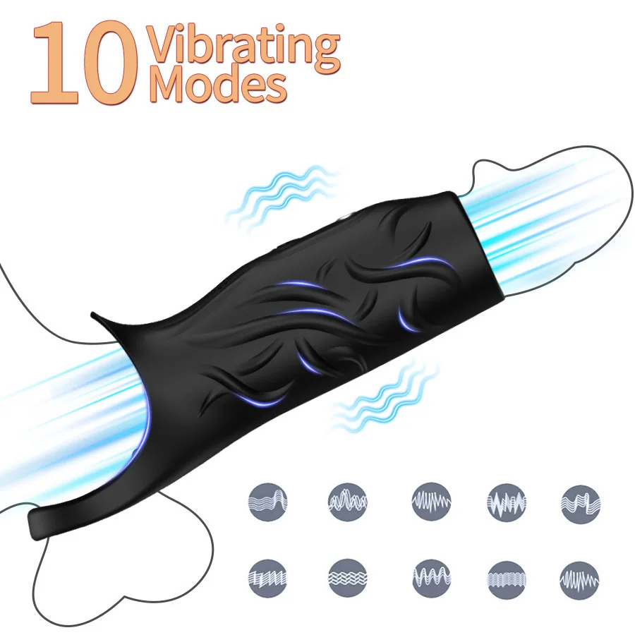 Vibrating Penis Sleeve Cock Ring Adult Sex Toys for Men Women Penis Ring Vibrator G-Spot Stimulation Male Couple Sex Toy SexToys