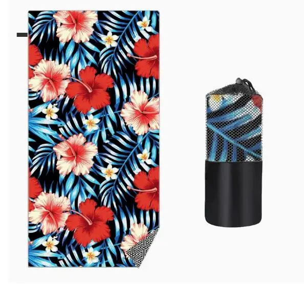 Dual-Sided Quick-Drying Fleecy Bath Towel - Vibrant Print for Beach, Swimming, and Fitness