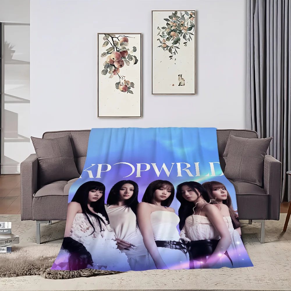 Flannel s-SSERAFIM idol warm comfort  band soft kpop plush blanket LE for sofa living Hot room office bedroom travel gift 5