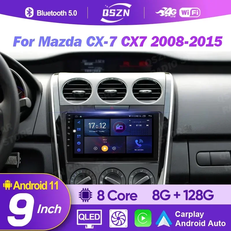 

9" Car Radio Multimedia Player For Mazda CX-7 CX7 2008 - 2015 2Din 4G Carplay Wifi Navigation GPS Android 12 Autoradio Head Unit